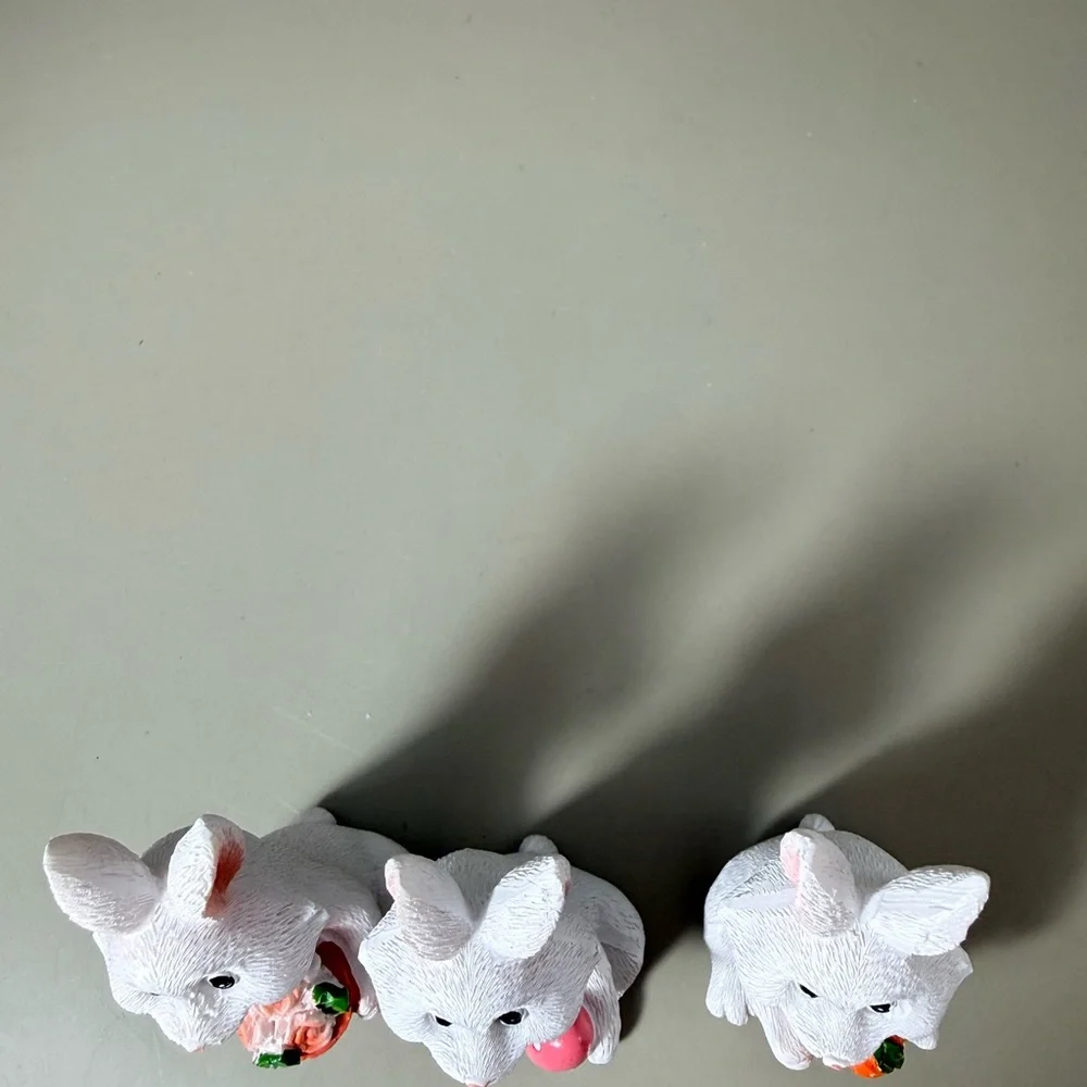 Three Easter Bunny resin figurines. NEW Miniature  Decor